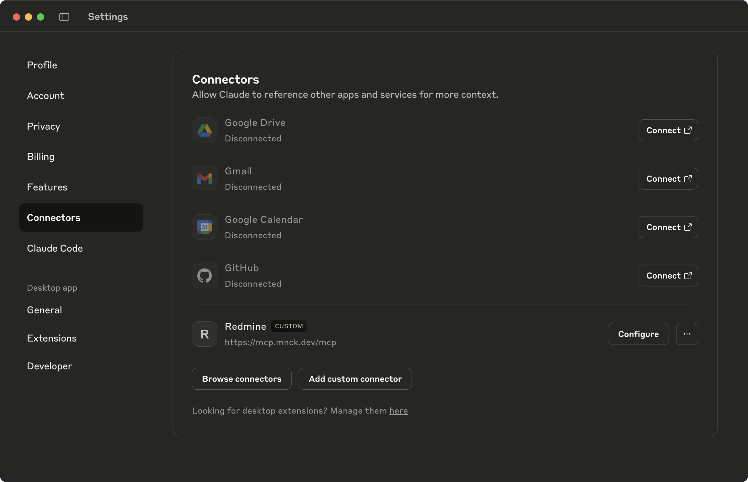 Claude Desktop MCP Settings