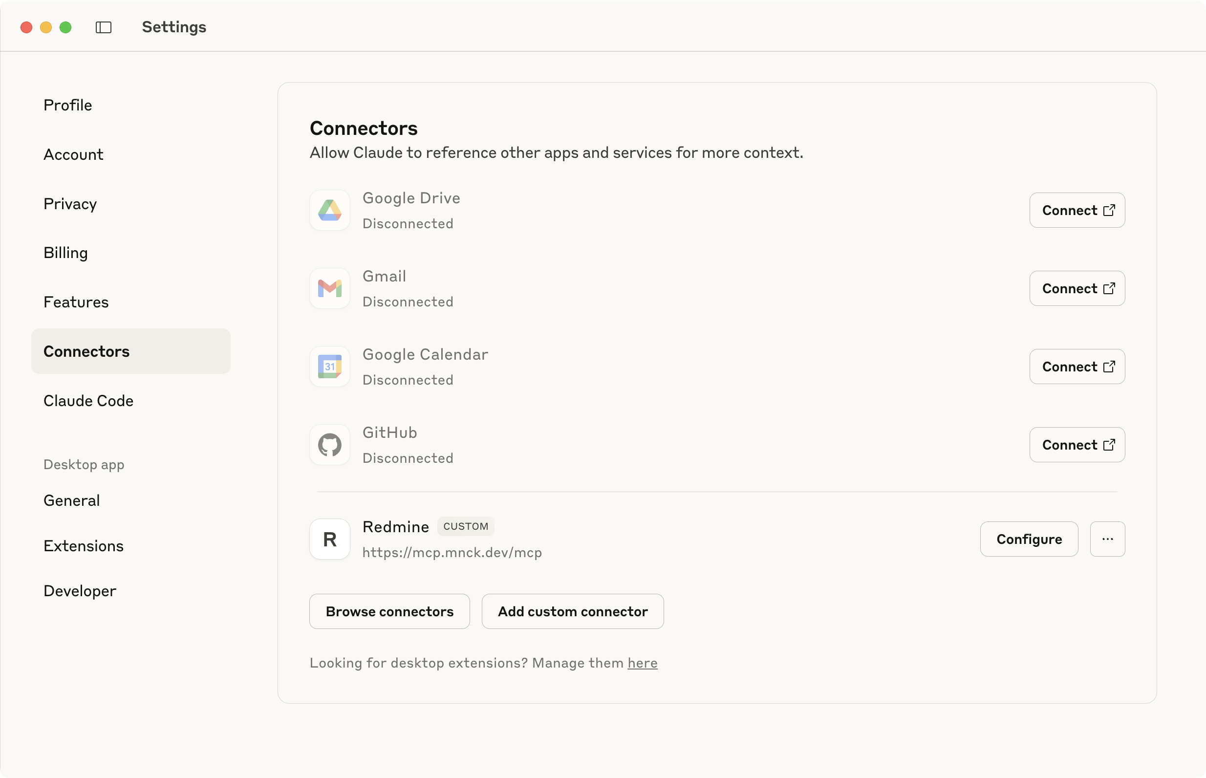 Claude Desktop MCP Settings